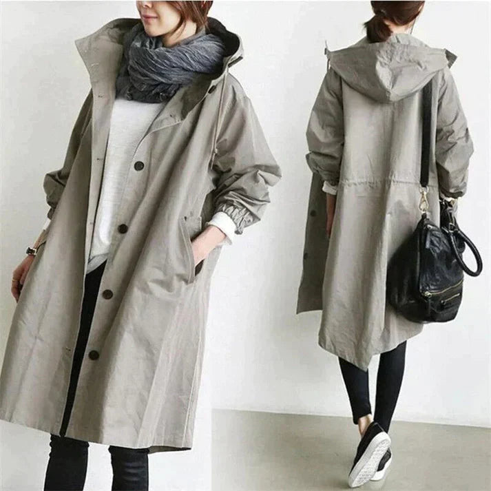 Dames Trenchcoat Waterdicht met Capuchon Regenjas