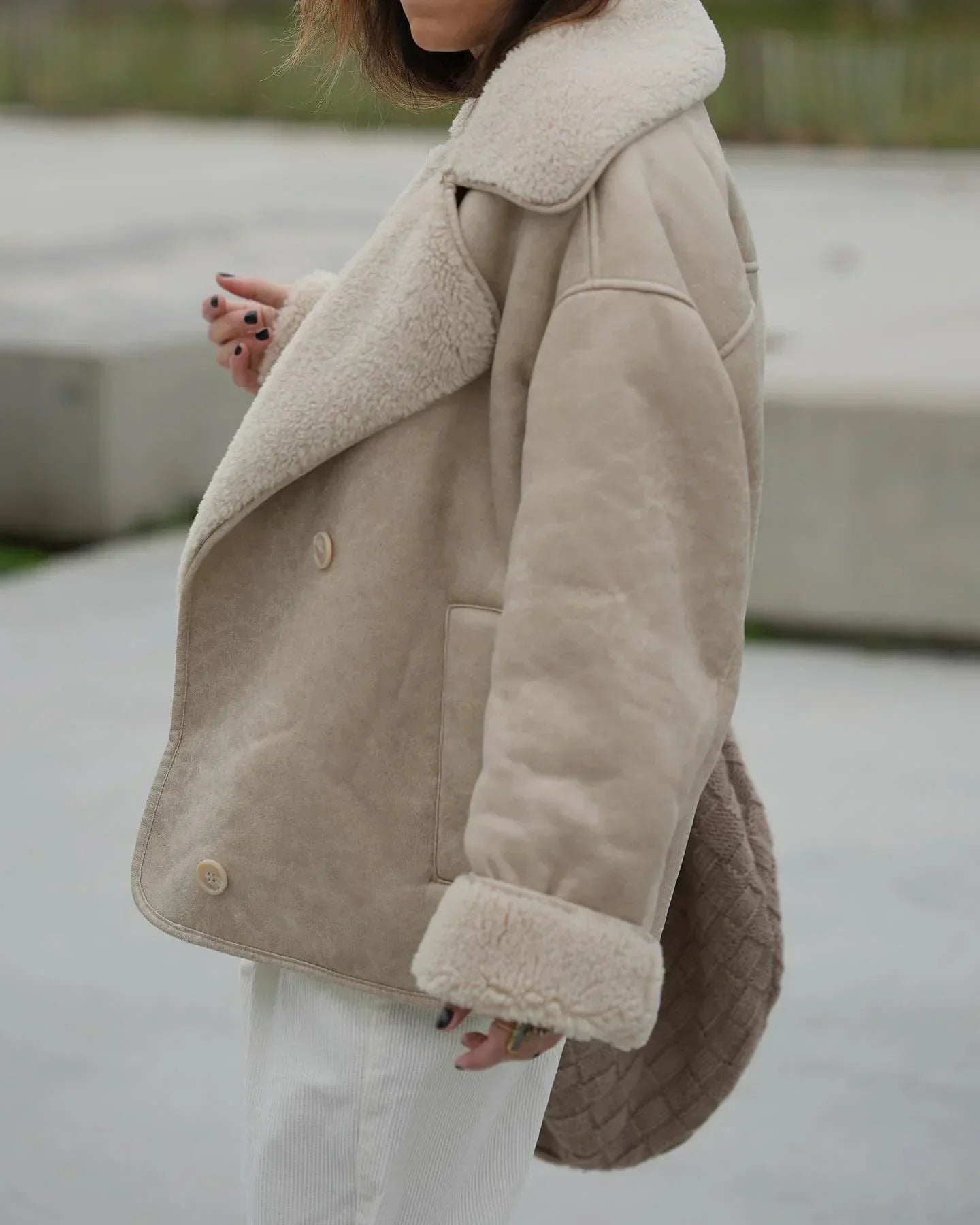 Fleece Jack met Kunstleer en Stijlvol Design Warm en Comfortabel