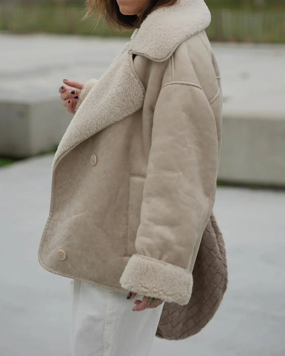 Fleece Jack met Kunstleer en Stijlvol Design Warm en Comfortabel