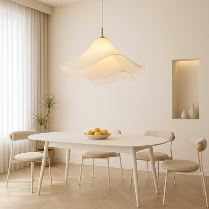 Etherule Bloem Hanglamp Stof Metaal Beige Eetkamer Hanglamp Gelaagd Design Sfeerverlichting Moderne Hanglamp