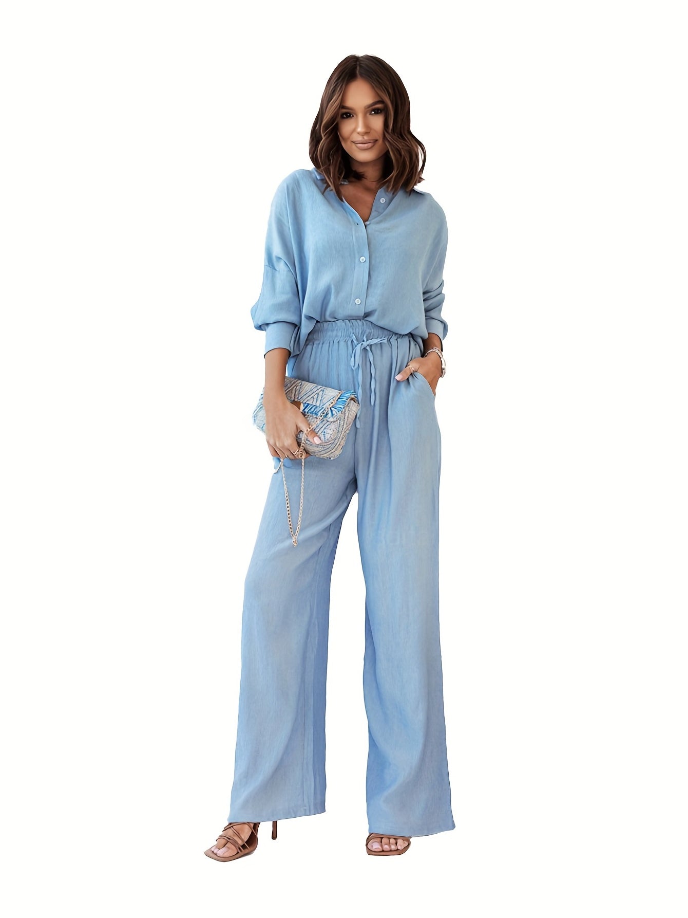 Tweedelige Set Knoopsluiting Broek en Jasje