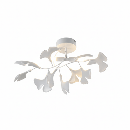 Keramische Hanglamp Ginkgo-Blad – Goudkleurige Armatuur met Witte Bladeren – Modern Natuurgeïnspireerd Design voor Woonkamer Eetkamer Slaapkamer