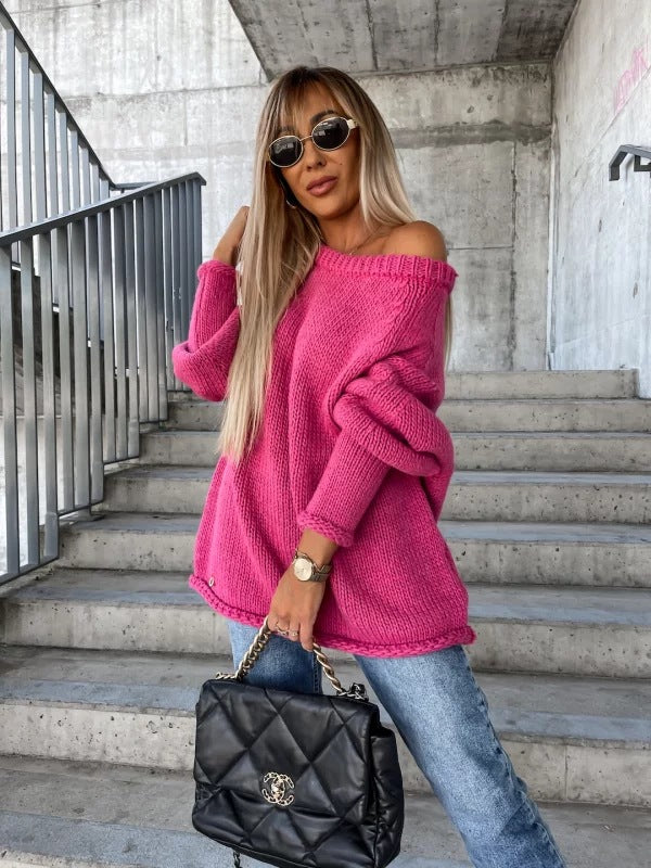Dames Trui Off-shoulder Gebreid Elegant Zwart