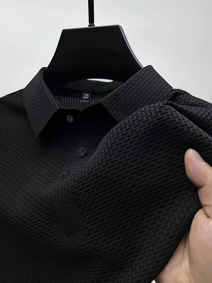 Zomer Shirt Korte Mouw Sportief Jacquard Man