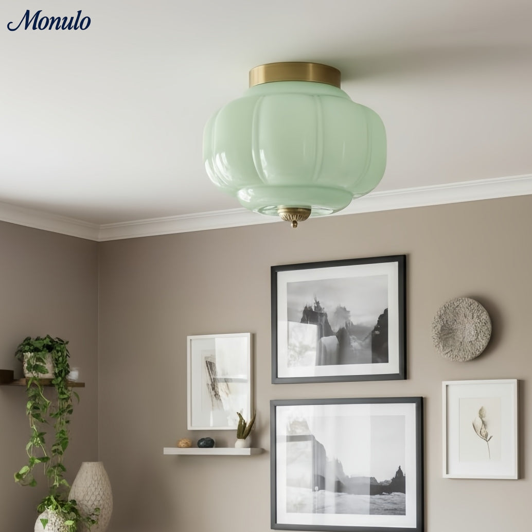 Retro Plafondlamp met Melkglazen Kap – Verfijnde Semi-Flush Mount Verlichting voor Moderne Interieurs