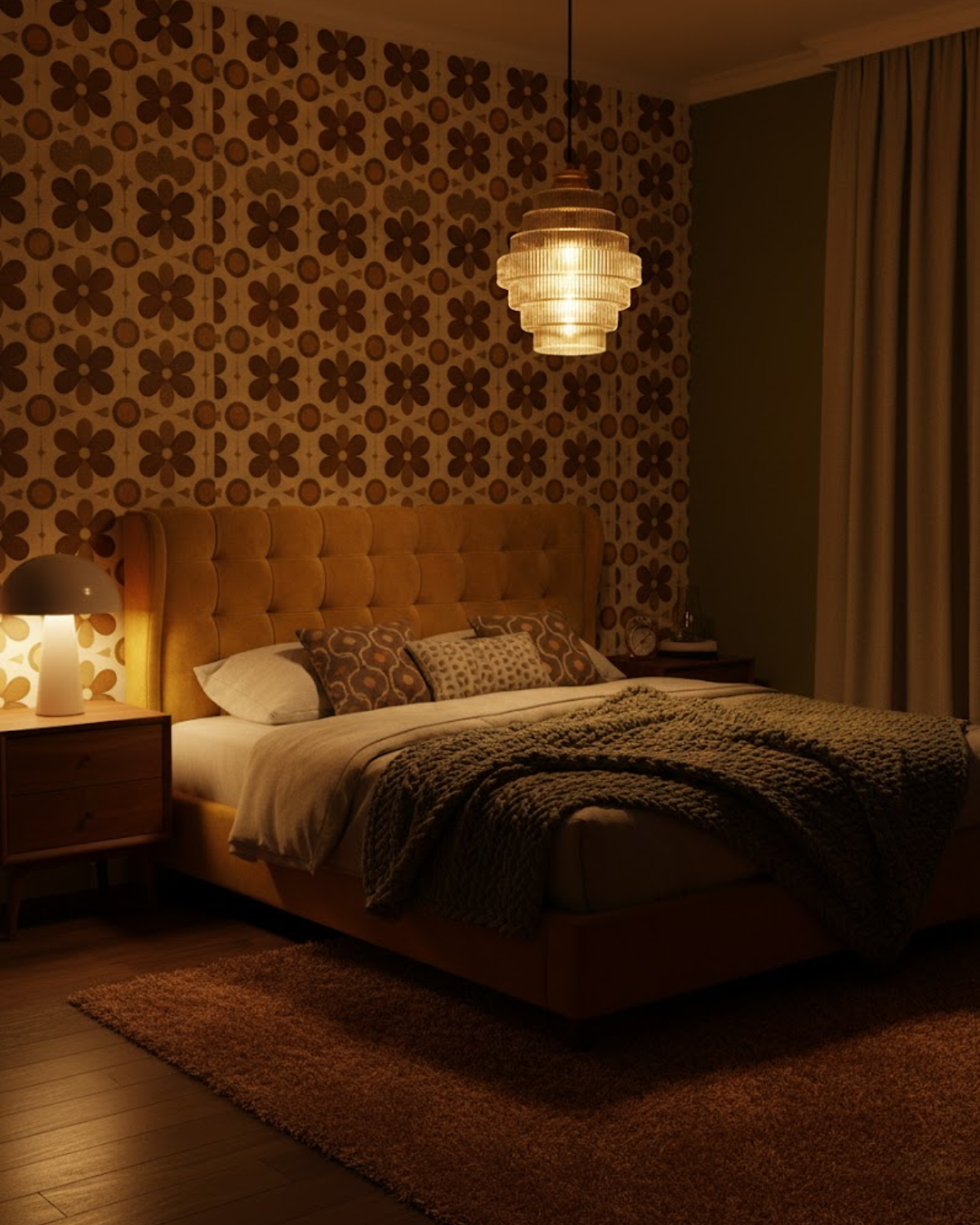 Moderne trapsgewijze glazen hanglamp met gouden detail voor eetkamer en woonkamer – luxe design verlichting