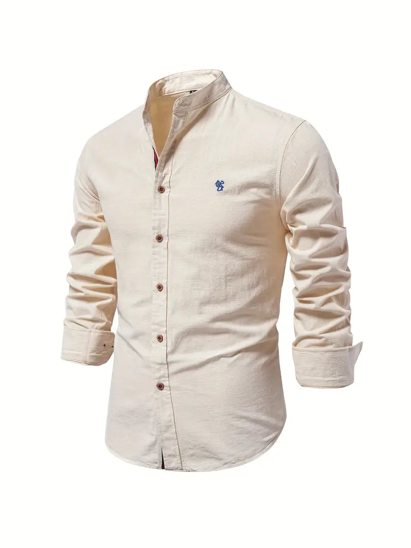 Heren Overhemd Klassiek Slim Fit Wit Blauw
