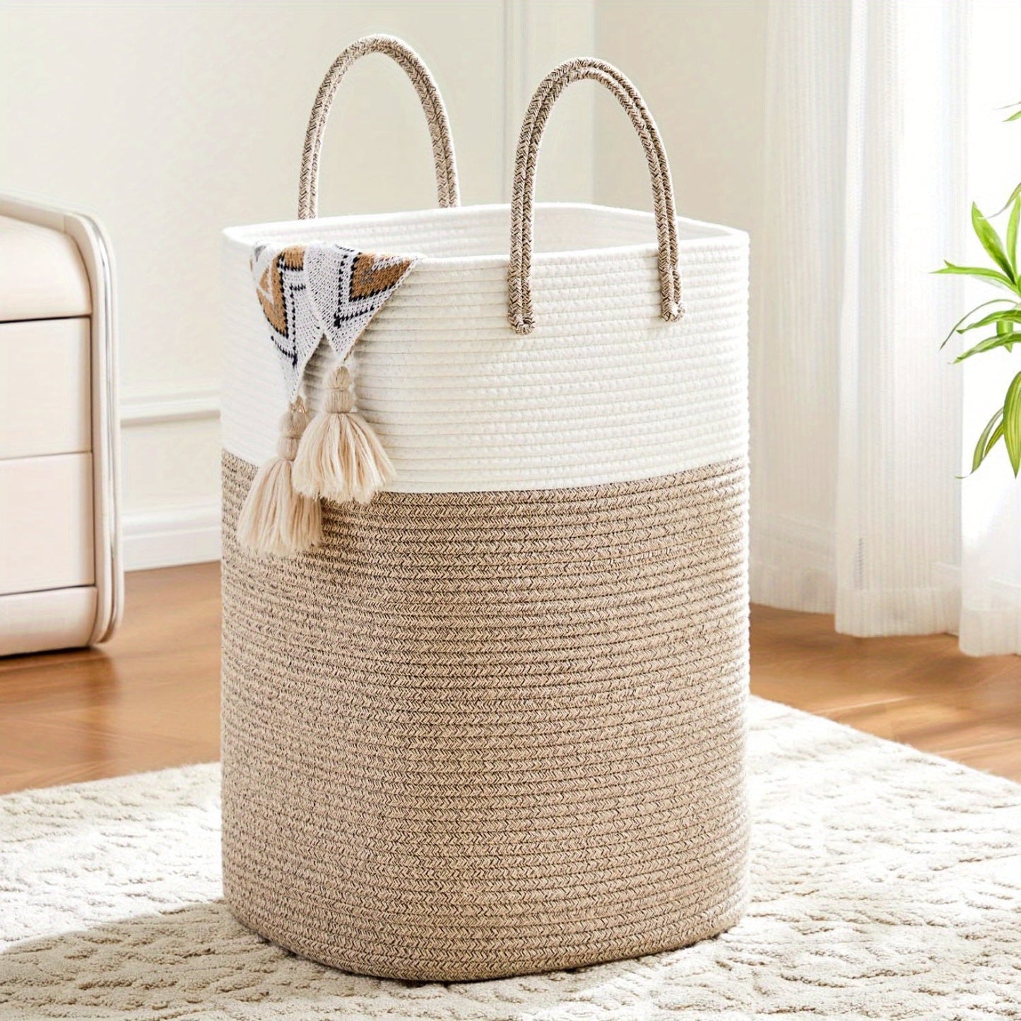 Wasmand Extra Groot 100L Opvouwbare Katoenen Opbergmand Met Handgrepen