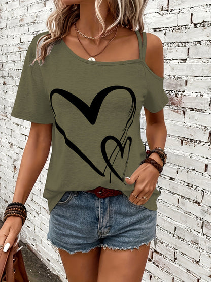 Vrouwelijk T-shirt Off Shoulder Zomerse Look