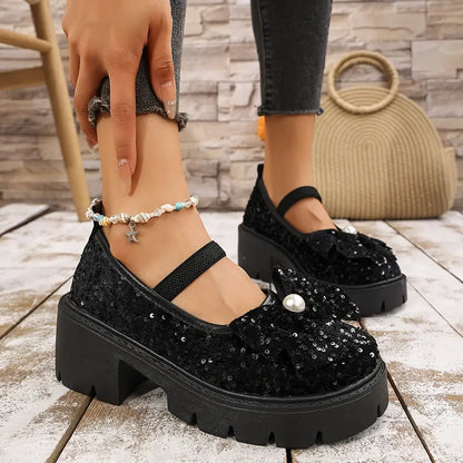 Dames Loafers Elegante Parel Strik Laarzen Stijlvol