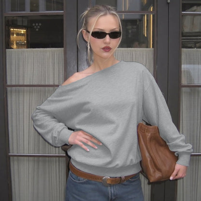 Dames Trui Off-Shoulder Zacht Casual Katoen Sweater