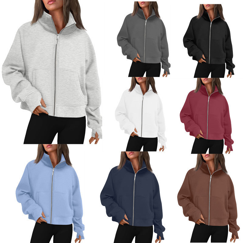 Dames Vest Rits Hoge Kraag Basic Trendy Grijs