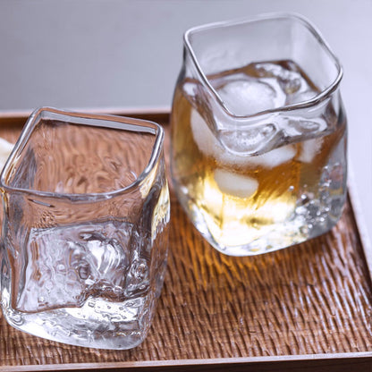 Handgemaakt Whiskyglas met Luchtbellen 255ml Kristalglas Transparant Robuust voor Single Malt Scotch Bourbon met Houten Luxe Giftbox Perfect Cadeau