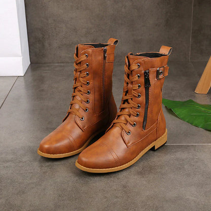 Chunky Laarzen met Kruisband en Rits → Chunky Laarzen met Rits en Krukband - StudioMarella