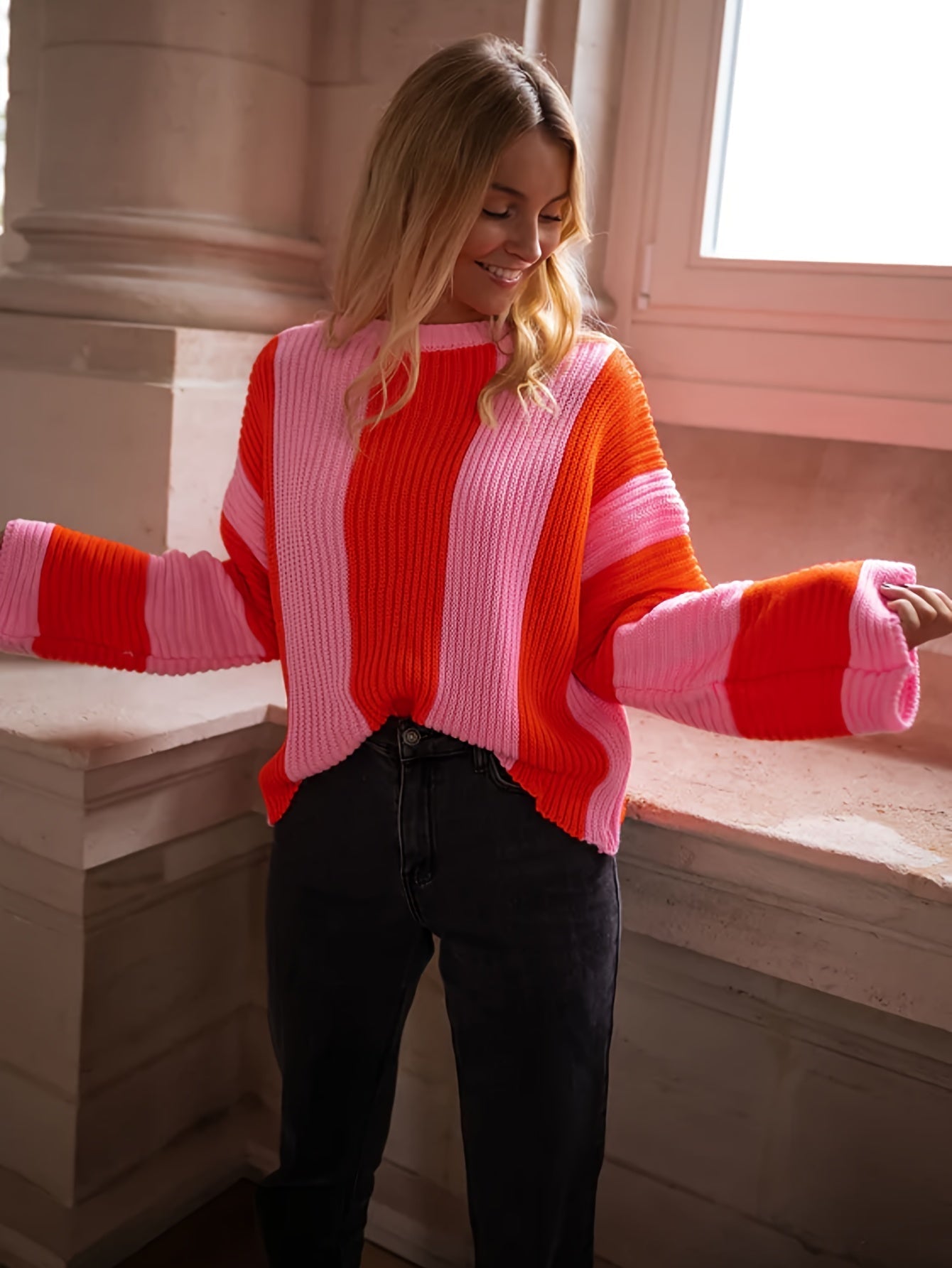 Dames Trui Gestreept Colorblock Comfortabele Pasvorm