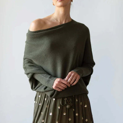 Dames Trui Asymmetrisch Col Rond Drapé Model