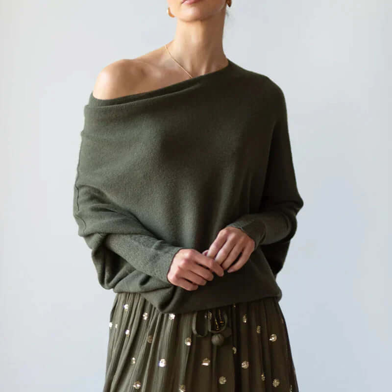 Dames Trui Asymmetrisch met Col en Drapé details