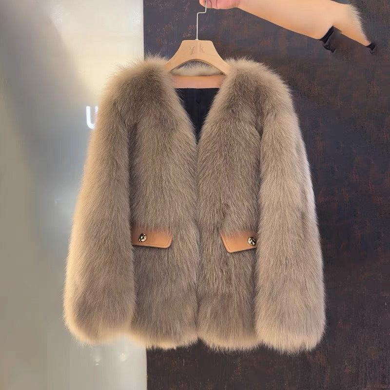 Dames Faux Fur Jas Met Zakken Luxe Uitstraling