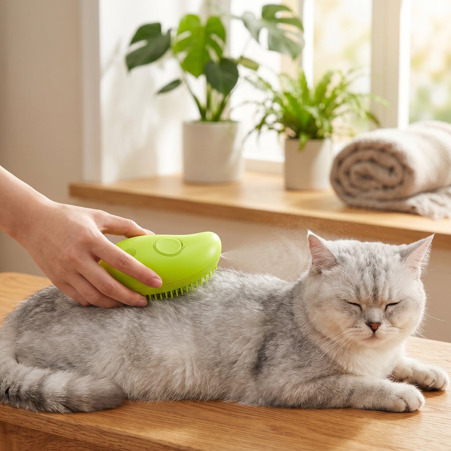 Opvouwbare Huisdierenkam met Versterkende Spray — Ontklitborstel met Watermist voor Verzorging van Honden en Katten