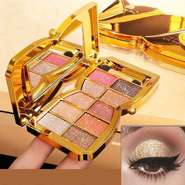 10-Kleurige Glitteroogschaduw Palet – Hoogglans Shimmer Poeder Make-up voor Glamoureuze Oogmake-up – Intense Pigmentatie