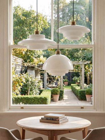Glazen Hanglamp met Gelaagd Design – Melkwit Matglas voor Eetkamer en Woonkamer