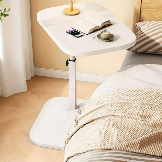 Verstelbare Zijkanttafel met Houten Blad – Multifunctionele Bijzettafel voor Bank en Bed | NL