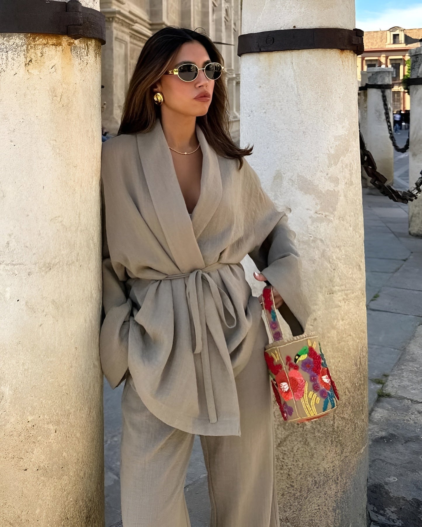 Kimono Set Zwart Onyx Tweedelig voor Vrouw