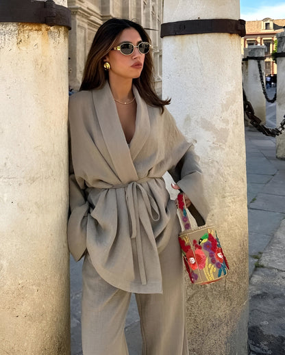 Kimono Set Zwart Onyx Tweedelig voor Vrouw