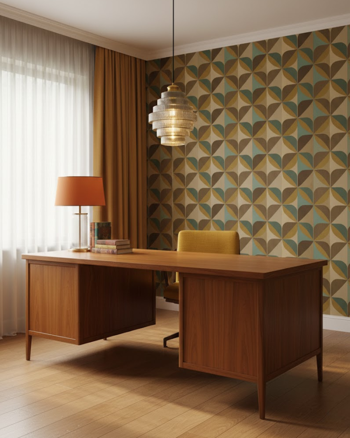Moderne trapsgewijze glazen hanglamp met gouden detail voor eetkamer en woonkamer – luxe design verlichting