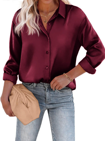 Vrouwen Blouse Lange Mouwen Knoopsluiting Elegant