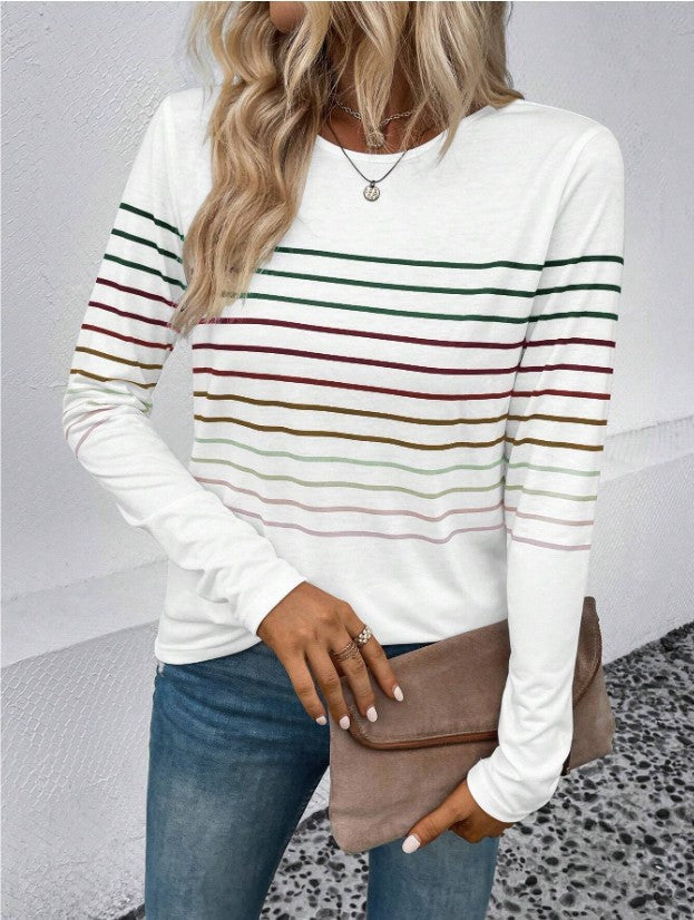 Dames T-shirt Lange Mouwen Streepjes Stijlvol Basic