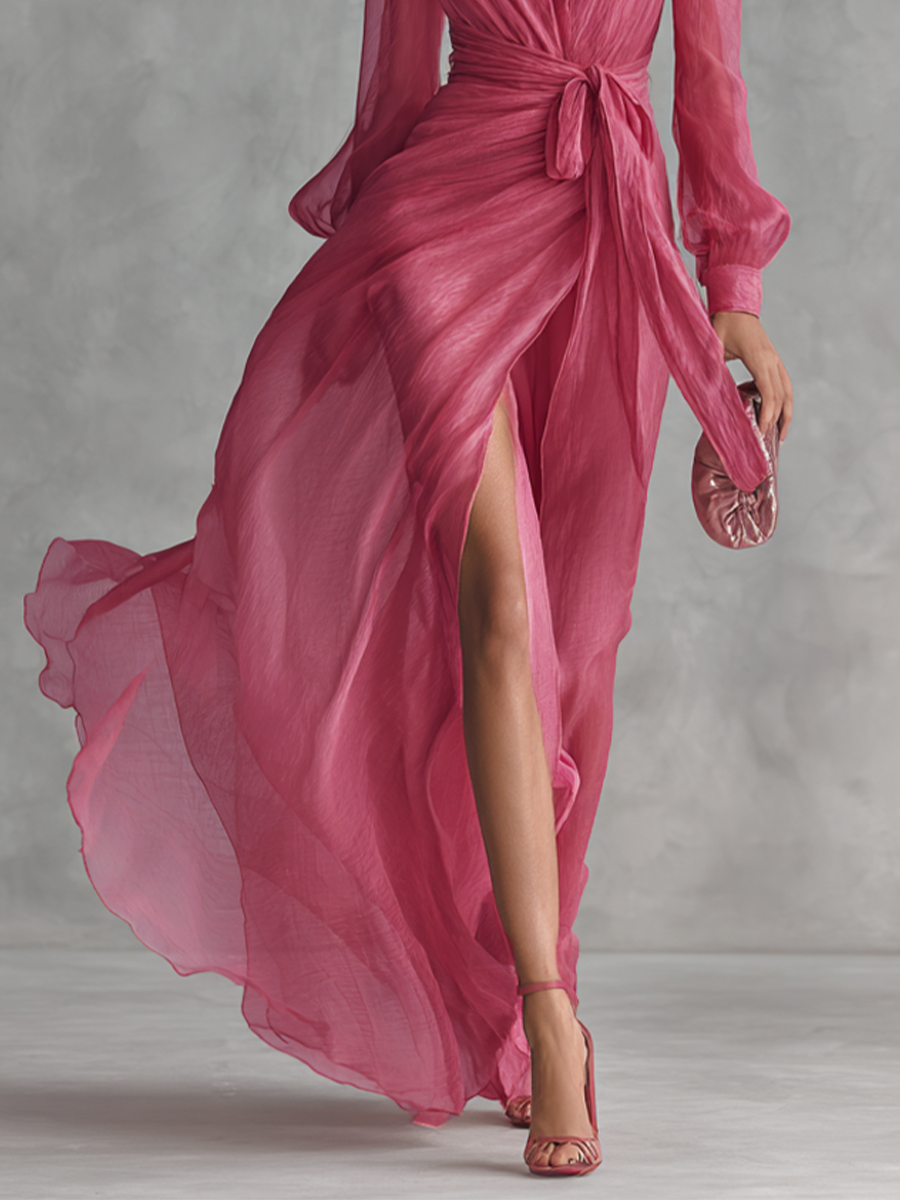 Dames Jurk Chiffon V-hals