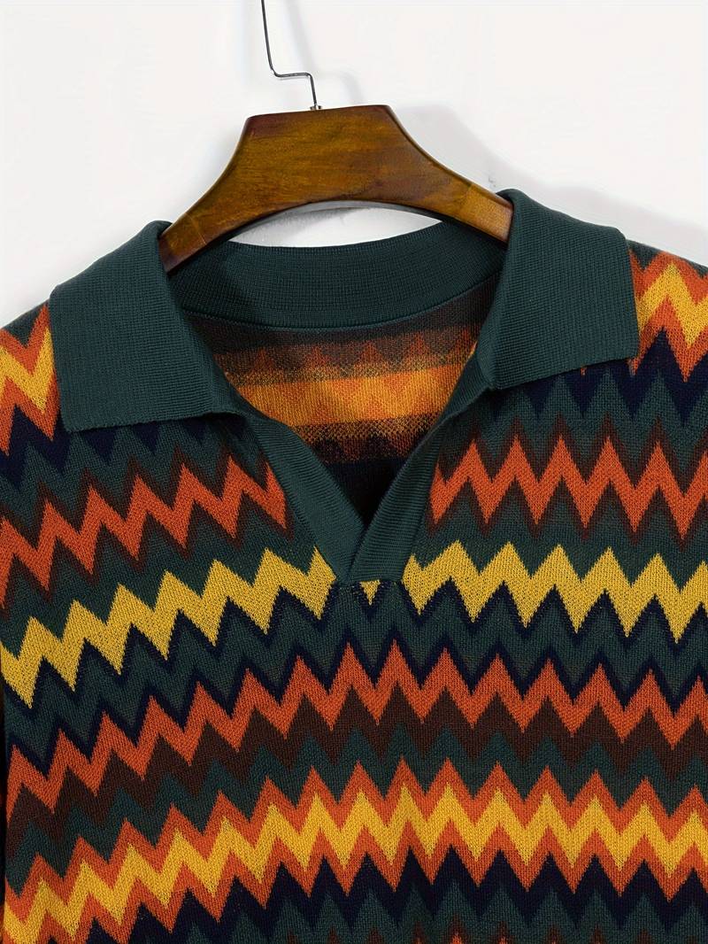 Retro Trui Zigzag Patroon Vintage Look