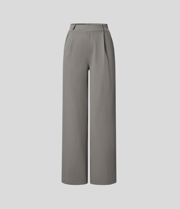 Dames Grote Maten Broek Hoge Taille Zwart Elegance