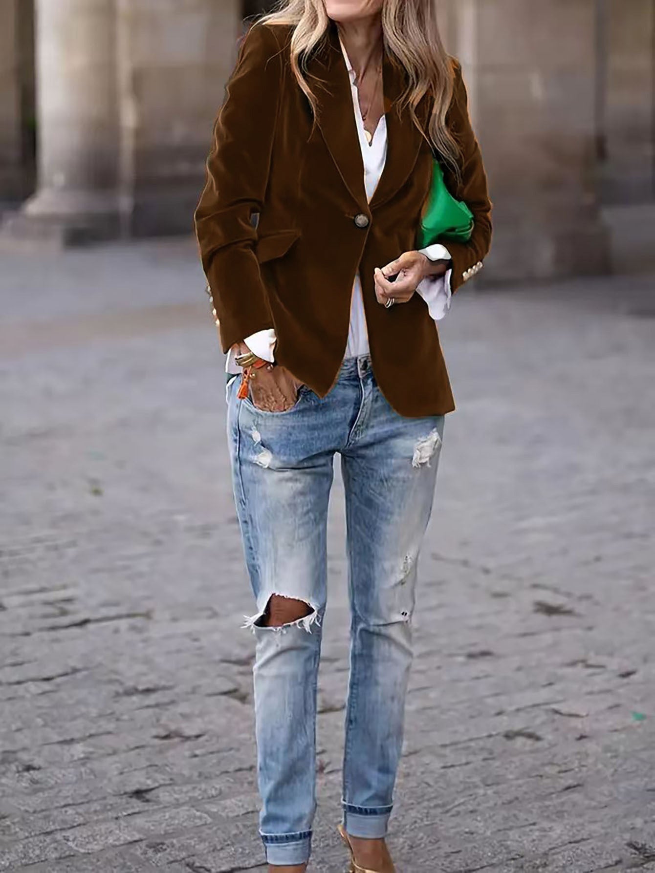 Dames Blazer Fluwelen Stijlvol en Trendy