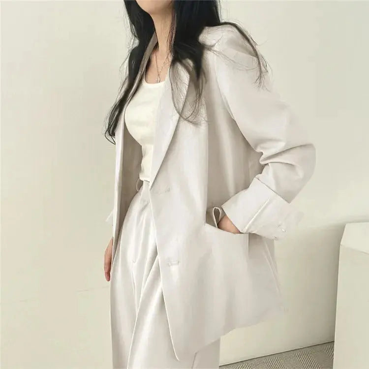 Dames Blazer Set met Rechte Broek Elegante Outfit