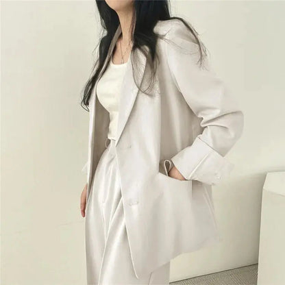 Dames Blazer Set met Rechte Broek Elegante Outfit