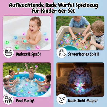 Lichtgevende Badkubus voor Kinderen 6-Delig Set – Watergeactiveerd Speelgoed