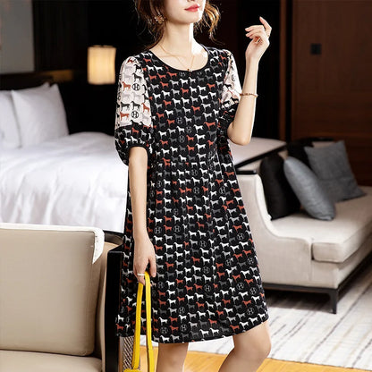 Zwarte A-lijn Jurk Chiffon Retro Stijl - StudioMarella