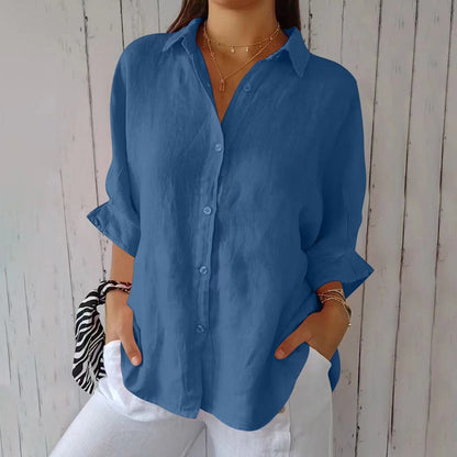Dames Blouse Zomerse Luchtige Knoopsluiting