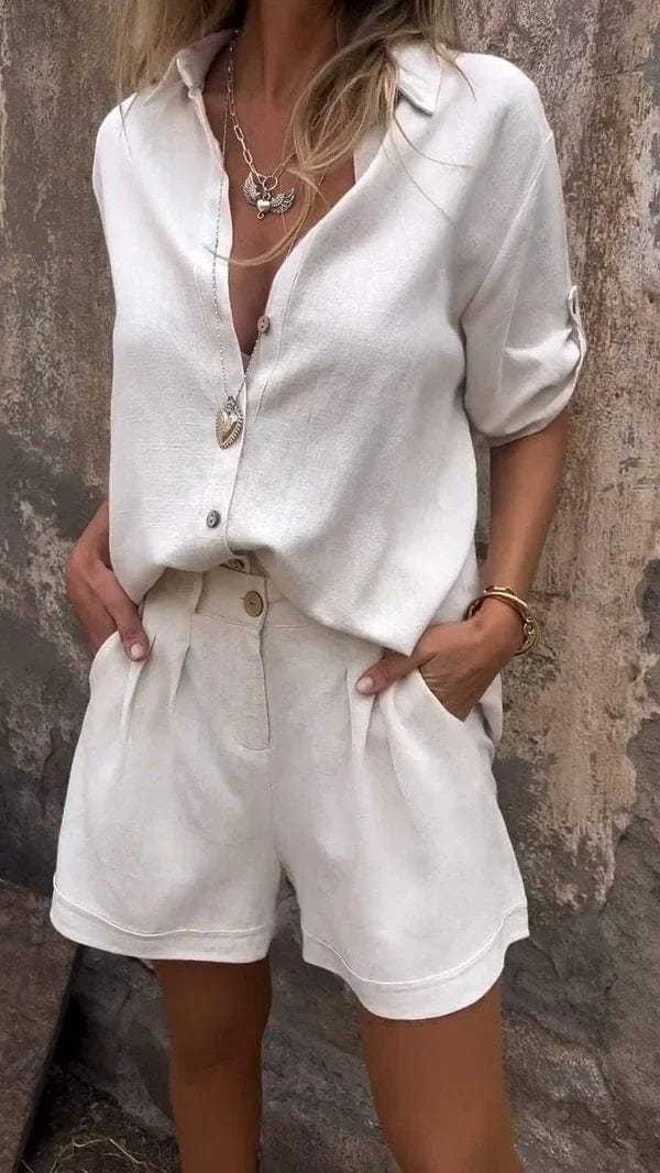Vrouwelijke Zomerblouse van Katoen en Linnen - StudioMarella
