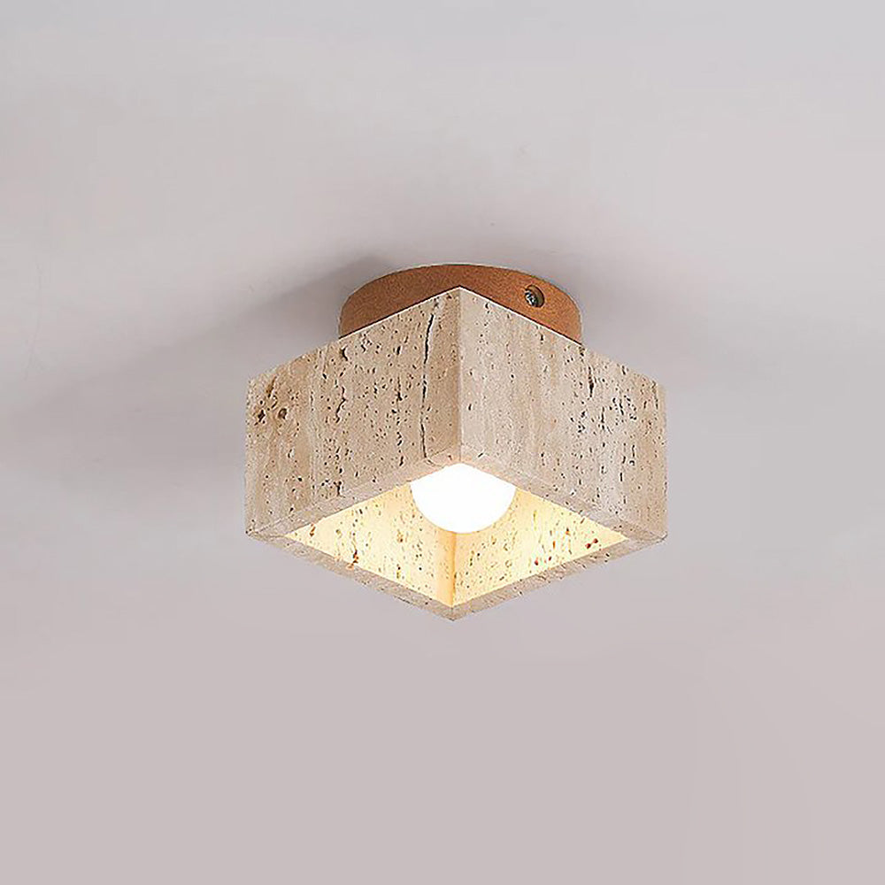 Cilestic Plafondlamp Travertin Hout E27/E26 Beige Hal Slaapkamer Woonkamer Scandinavisch Modern Design Natuurlijke Plafondverlichting