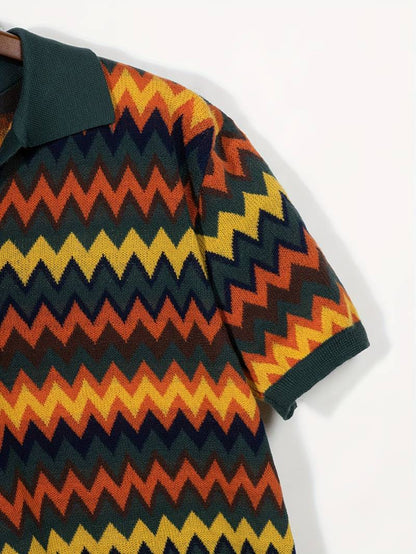 Retro Trui Zigzag Patroon Vintage Look