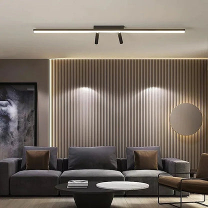 Plafondlamp LED Lineair Metaal Siliconen Zwart Verstelbare Spots 80 100cm Slaapkamer