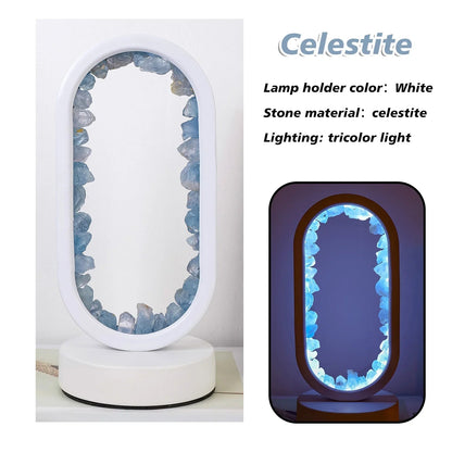 Tafellamp Amethist Handgemaakt Natuurkristal LED E14 Paars Roze Sfeer Slaapkamer Meditatie Yoga Rustgevend Decoratie Innerlijke Rust