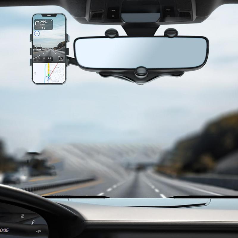 Universele Telefoonhouder voor Achteruitkijkspiegel - 360° Draaibaar - Handsfree Navigatie - Auto Accessoire