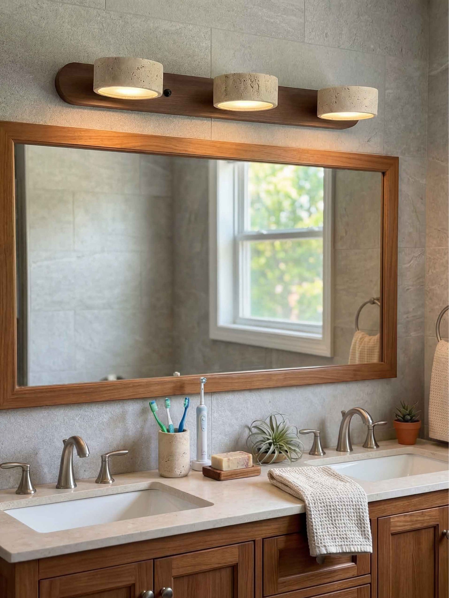 Wandlamp met meerdere lichtpunten natuursteen modern badkamerverlichting warmwit koelwit 2-3-4 lichts stenen armatuur