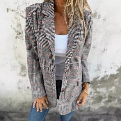 Dames Blazer Geruit Stijlvol Jasje Trendy Kleding