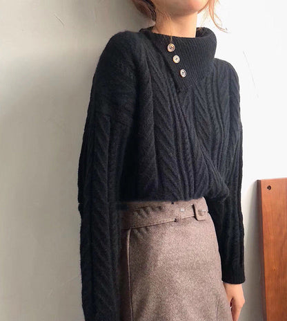 Dames Trui Gebreid met Kraag en Trendy Look