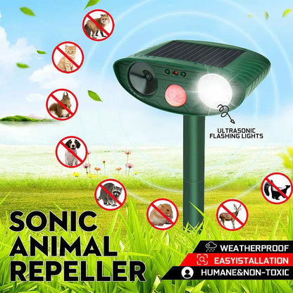 Solarpaneel Dierenverjager met Bewegingssensor & Ultrasone Geluidsgolven